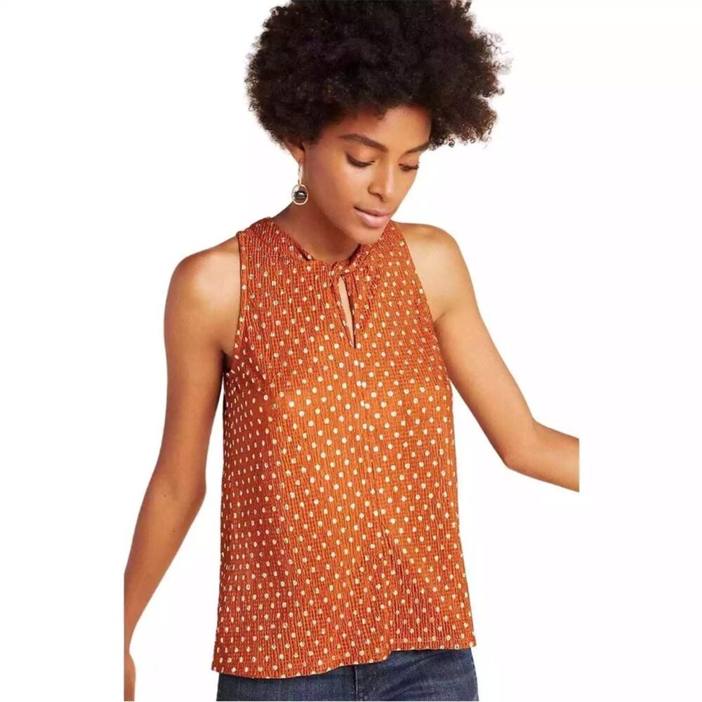 Anthropologie Lennox Sleeveless Tank Top Polka Dot Copper Gold Women’s Size XS